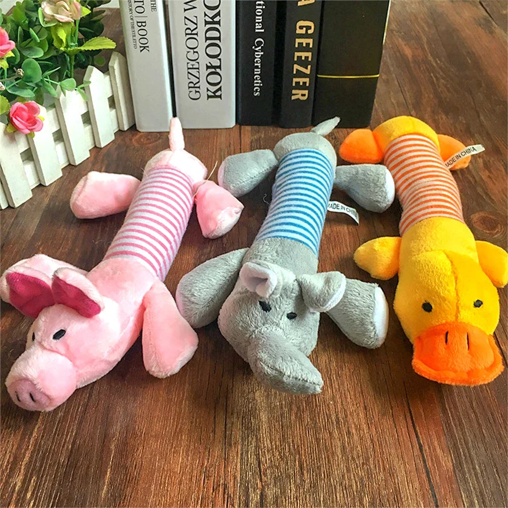 Plush Cute Elephant Duck Pig Pet Dog Cat Squeak Sound Dog Toys Funny Fleece Durability Chew Molar Toy Fit for All Pets | 0