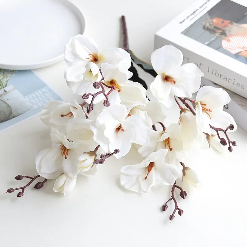 High Quality 5 Forks 20 Head Artificial Magnolia Flower For Home Living Room Table Decoration Bride Wedding Party Flower Bouquet | 4