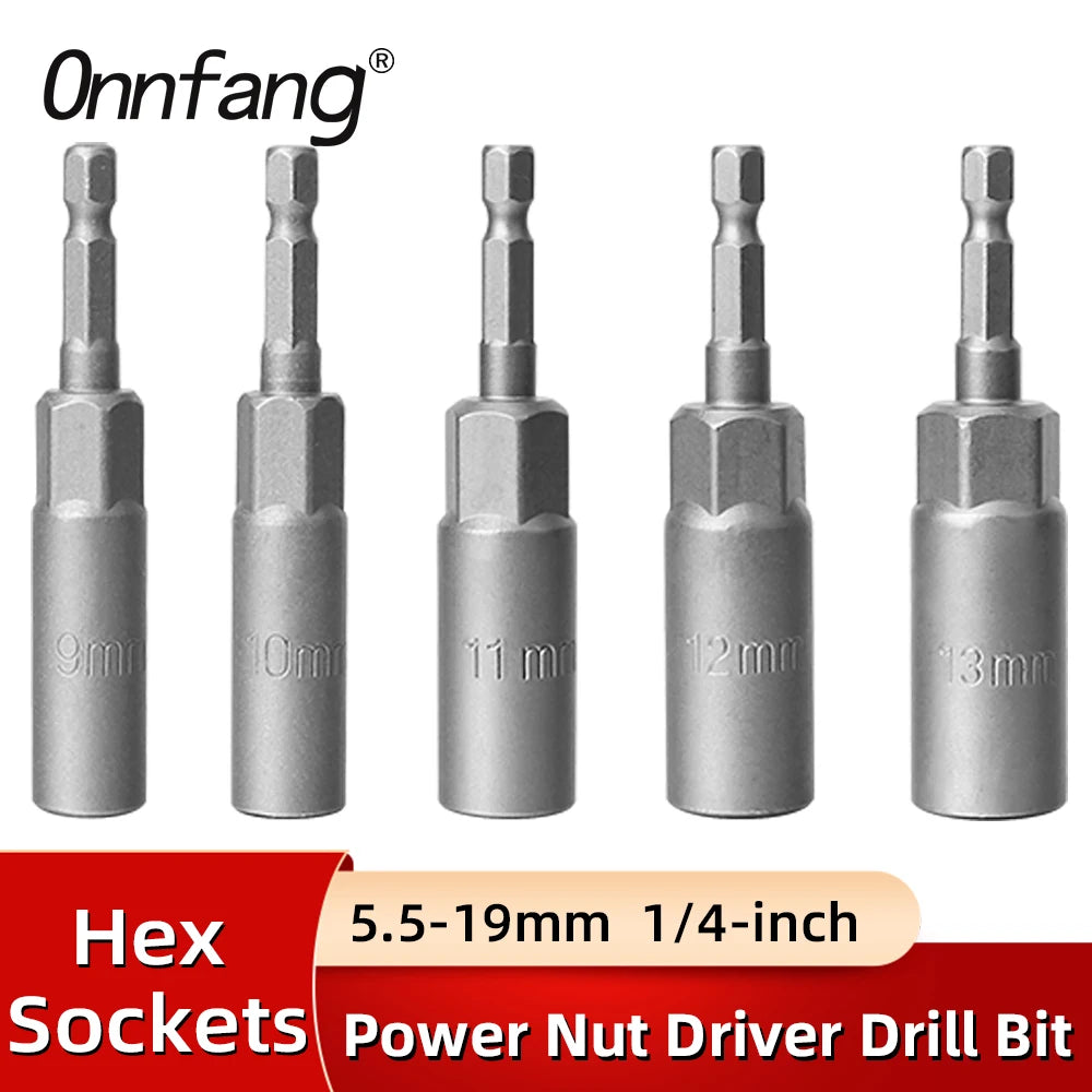 Length Deepen Impact Socket Adapter 5.5-19mm Power Nut Driver Socket Set 1/4-inch Hex Shank Screwdriver Key Head Hand Tool Set | 0