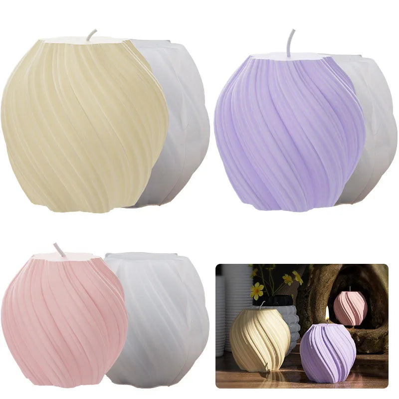 3D Rotating Pillar Candle Silicone Mold Geometric Wave Candle Wax Mould DIY Abstract Art Soap Resin Gypsum Mold Home Craft Decor | 5