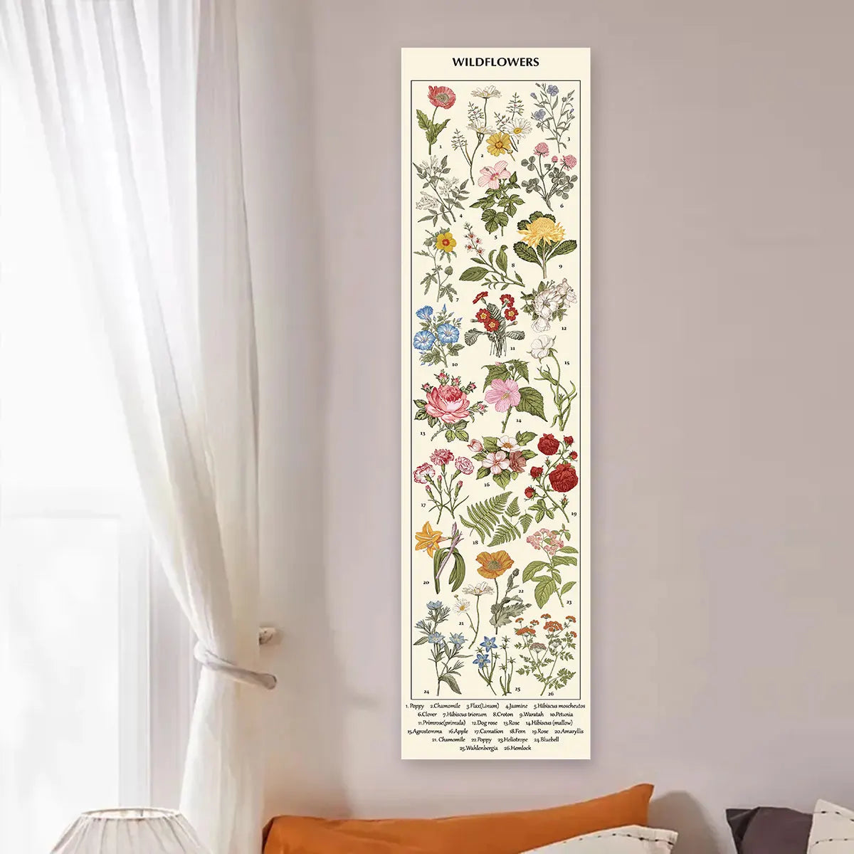 Floral & Plants Chart Vertical Tapestry Mushrooms Wall Hanging Reference llustrative Botanical Art Tapestry Flowers Home Decor | 2