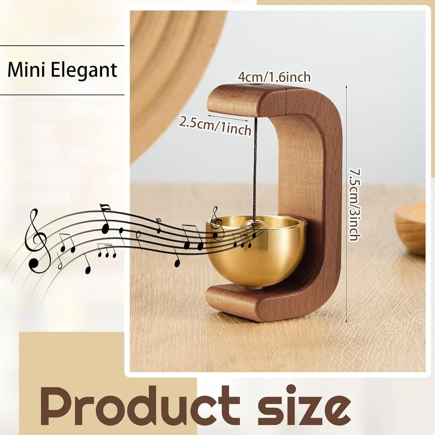 Magnetic Wood Doorbell Chime Hanging Wooden Wind Chimes Copper Bell Walnut Windbell Doorbells Vintage Door Bell Home Decorations | 1