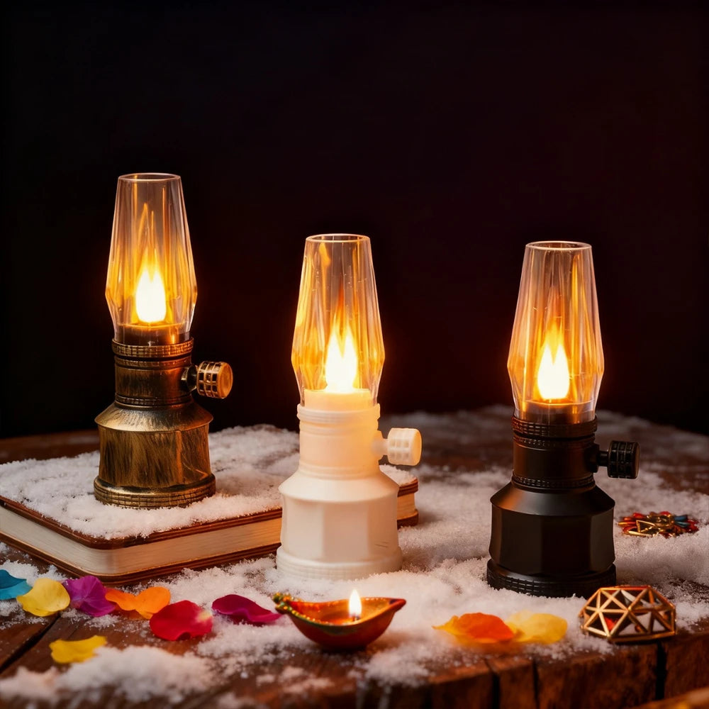Candle Light Picnic Camping Retro Decorative Ambience Light Desktop LED Electronic Candle Desk Lamp Night Light Decoration | 2