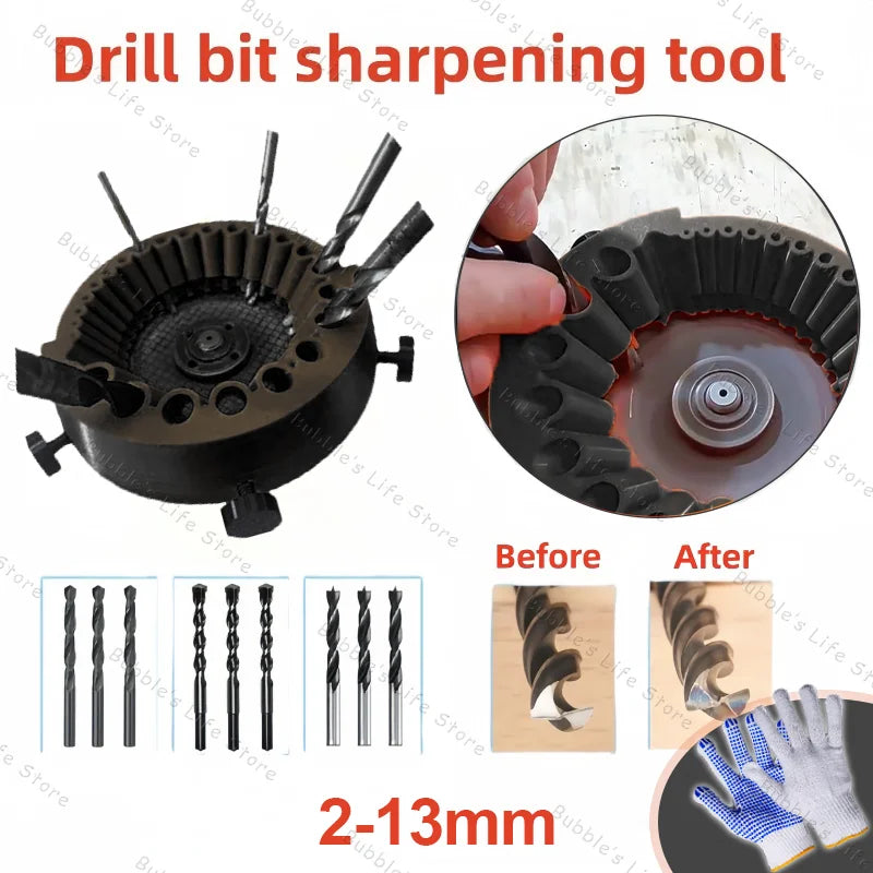 Multipurpose Drill Bit Grinding Sharpener Polishing Grinding Tool 125mm Angle Grinder Powered Tool Parts For 2-13mm Drill Bits | Color:B-Additional gloves