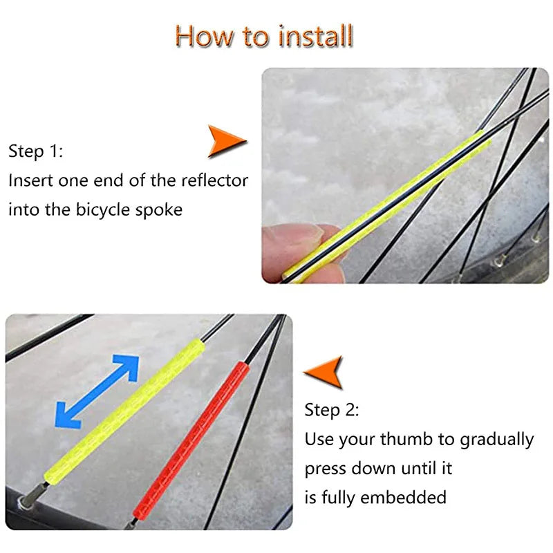 12pcs/Bag Bicycle Spoke Reflective Strip 7.5cm MTB Bike Wheel Rim Spoke Sticker Tube Warning Strip DIT Riding Reflective Stripe | 4