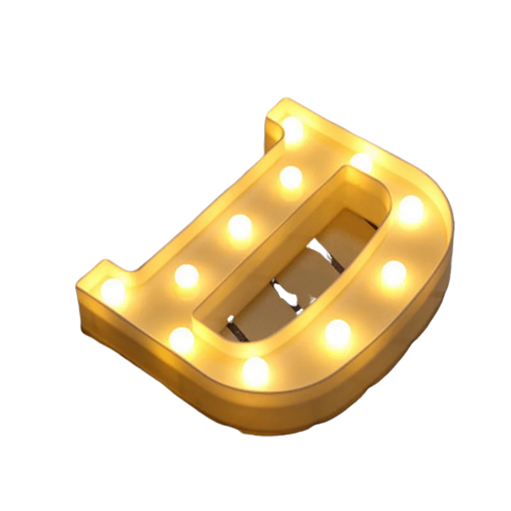 Luminous Number Lamp Alphabet Letter LED Lights Birthday Valentine's Day Wedding Party Decor 0-9 Digital A-Z Letters Night Light | Color:D