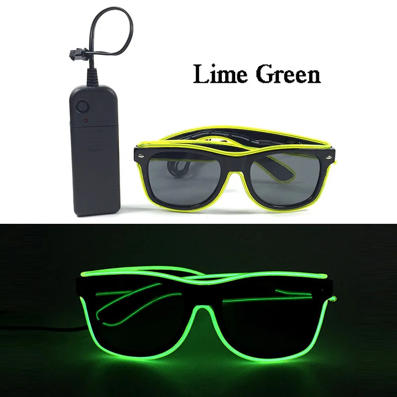 Fashion Luminous Decorative Glasses Neon Light Decoration LED Sunglasses For Nightclub DJ Dance Music Rave Costume Night | Lenses Color:Type 08