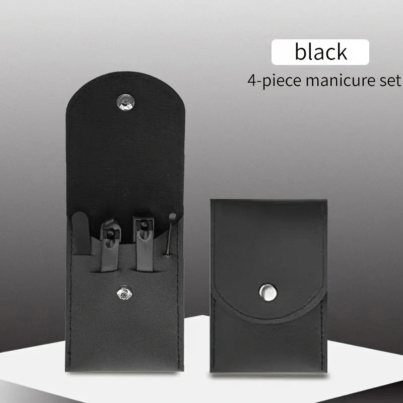 Nail Clipper Set Set Convenient Beauty Tools Nail Clipper Manicure Nail Trimmer Pedicure Knife Ear Peeling Knife Nail Manicure T | Color:Black 4-piece set