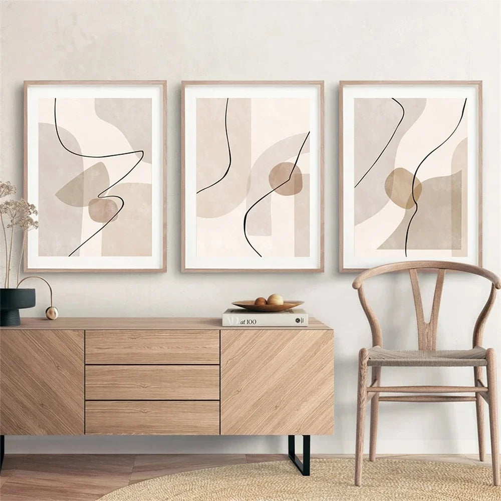 Abstract beige Geometry Line Wall Art Canvas Painting Pictures Boho Posters And Prints Modern Living Room Interior Home Decor | 3