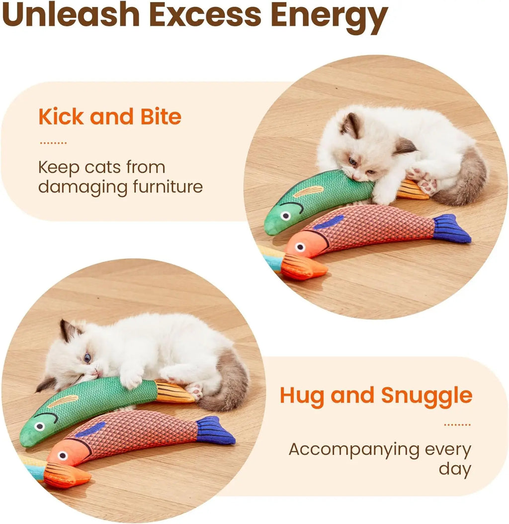 Cat Toys Fish,Teeth Grinding Catnip Toys,Soft and Durable,Kitten Toys Interactive Sounding Cat Chew Bite Plush Toys Cat Supplie | 1