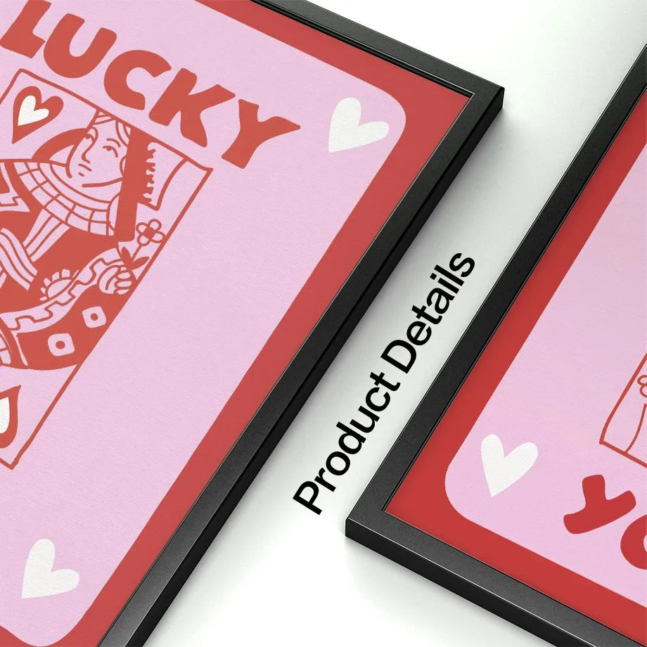 Pink Lucky Poker Queen Heart Dice Match Pop Y2k Art Living Room Home Decor Pastel Poster And Print Boho Wall Art Canvas Painting | 3