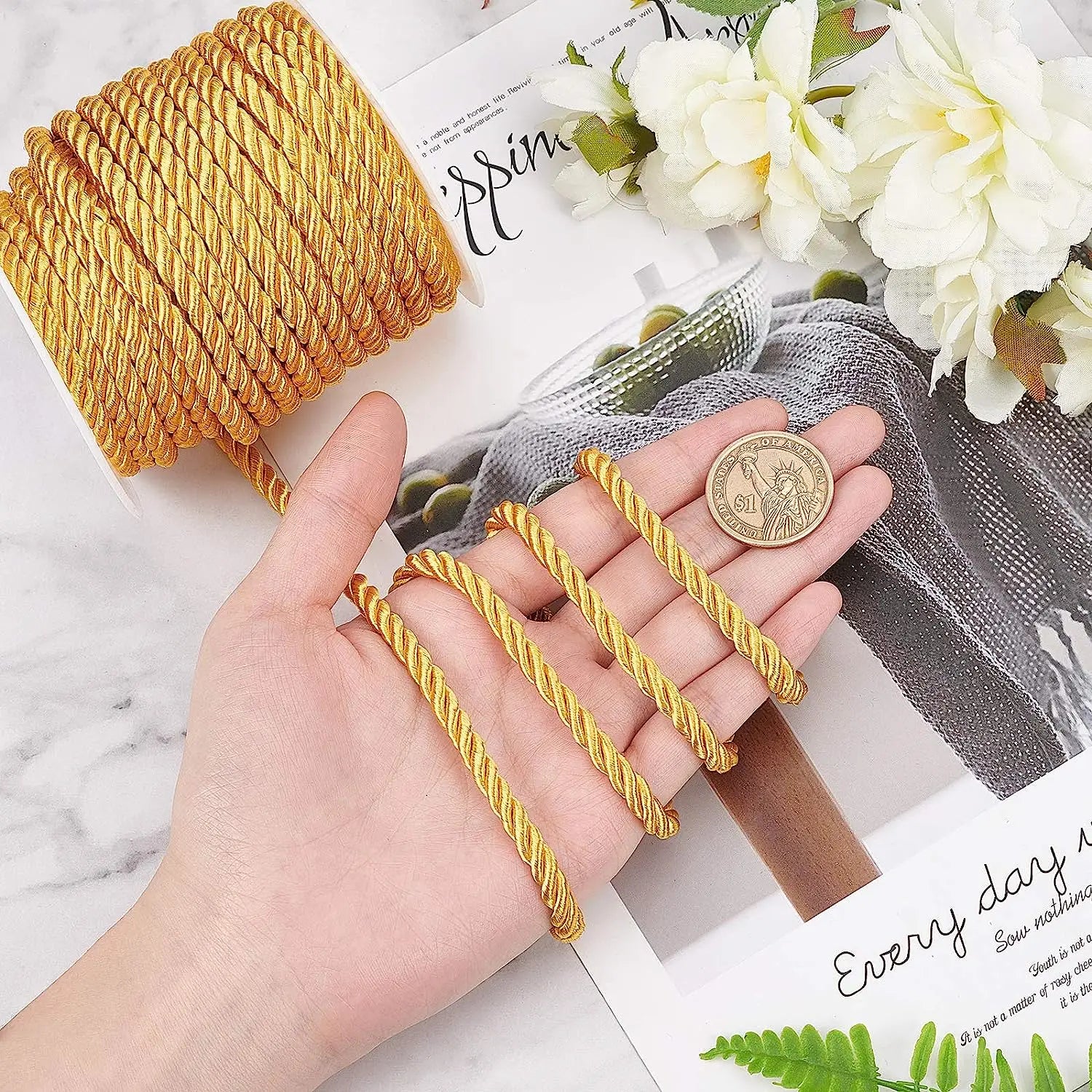 5MM Twisted Cord Rope Trim Craft Decorative Polyester Rope Handmade Cording for Sewing Crafts Upholstery Home Decor 5m | 3