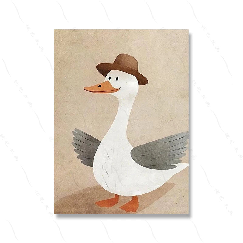 Safari Nursery Decor Poster Jungle Boho Cartoon Cute Wall Art Prints Baby Kids Animal Prints Children's Room Bedroom Decoration | Color:Picture 7