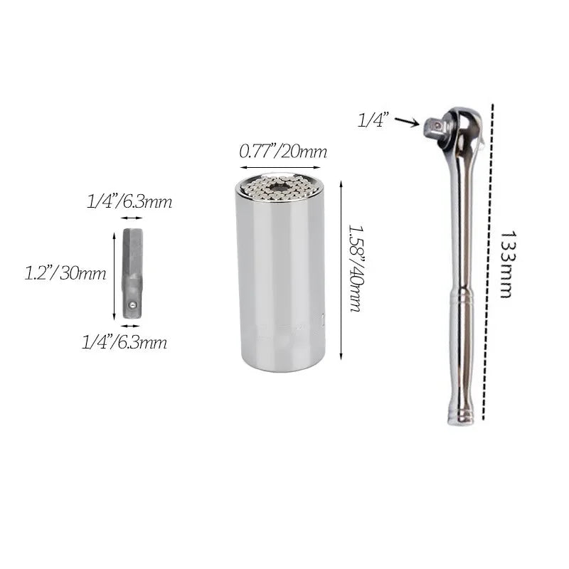 Onnfang 7-19/11-32mm Universal Ratchet Wrench Universal Socket Head, Household Socket Power/Hand Tool Wrench | Color:D