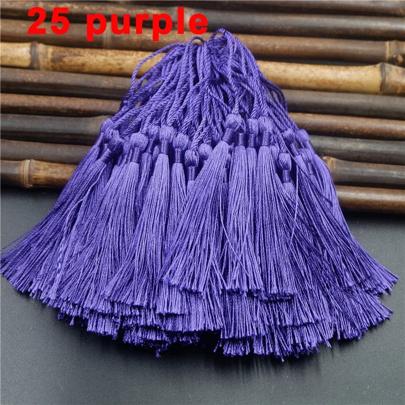 100pcs/lot 13cm Tassel Silk Fringe Silky Floss Bookmark Tassels Mini Tassels For DIY Craft Jewelry Making Souvenir Bookmarks | Color:25 purple