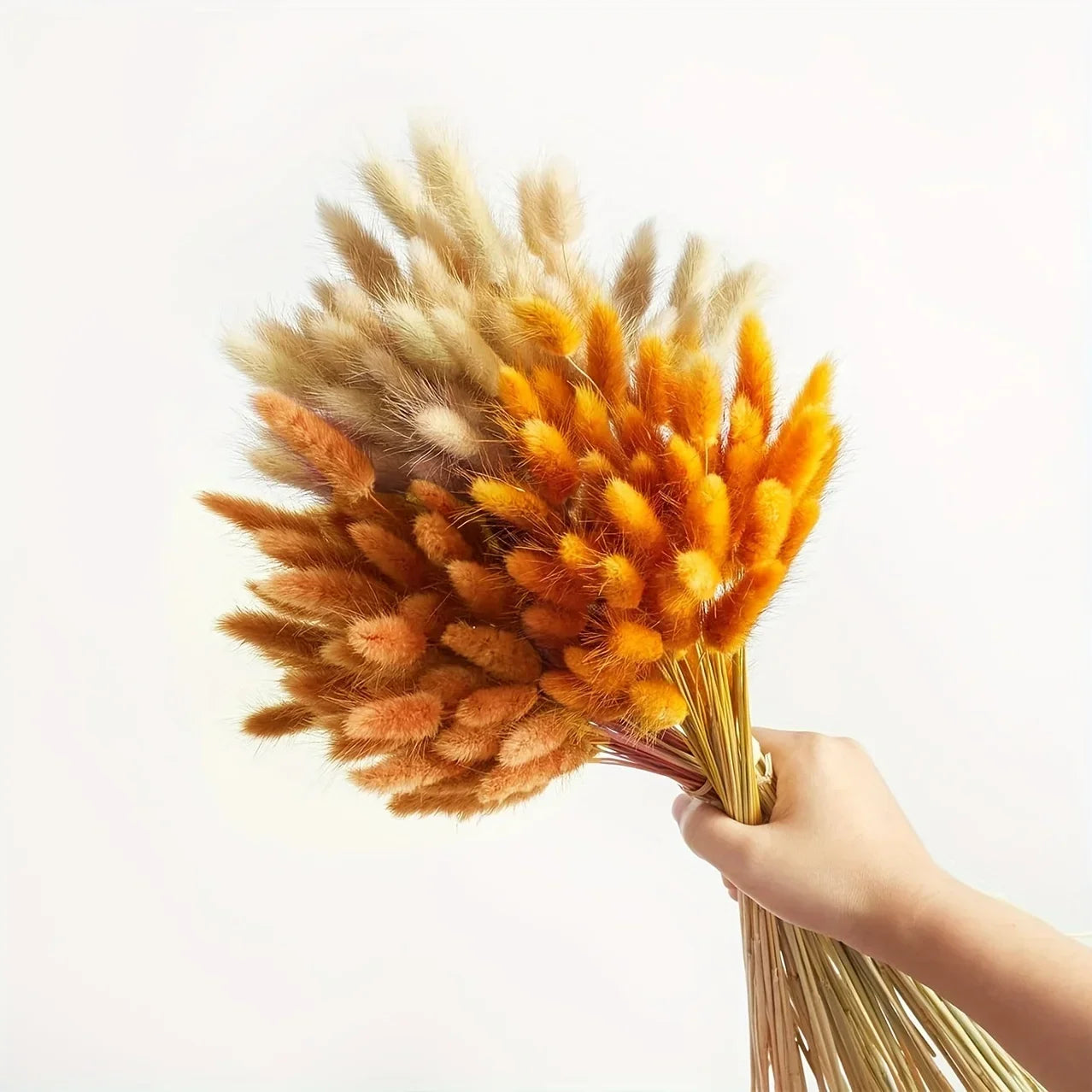 90pcs Boho Autumn Dried Flower Set 3 Colors Mix Colorful Artificial Natural Bunny Tails Grass Bouquets Interior Home Decoration | Color:E