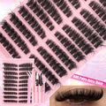 DIY Lash Extension Kit Clusters Individual Eyelashes Kit 9-16mm with Bond and Seal Wispy Natural Mange Lashes | Color:80D Fluffy