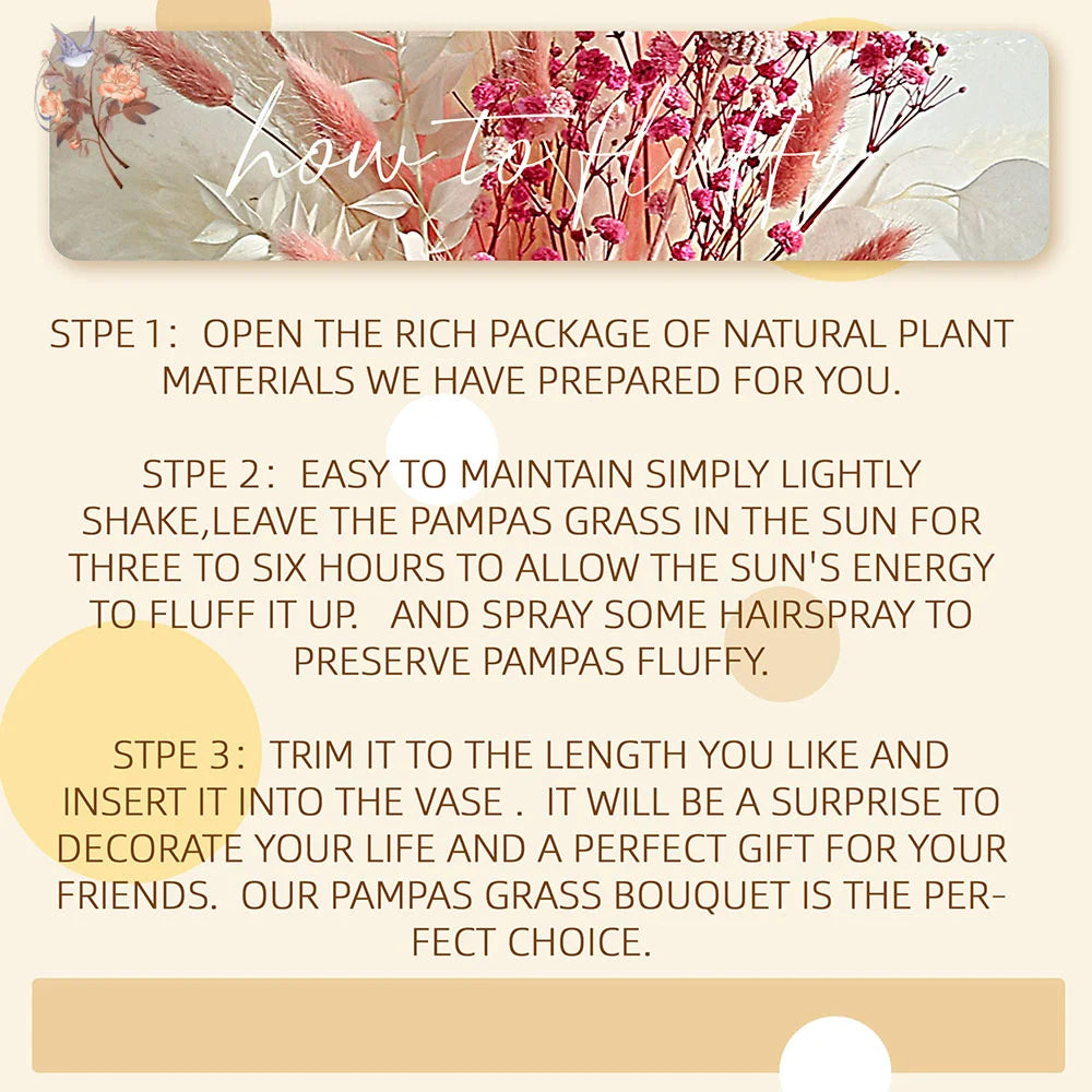 Pink White Dried Flowers Mariage Bouquet Centerpieces for Weddings Natural Pampas Grass Real Gypsophile Nordic Boho Home Decor | 5