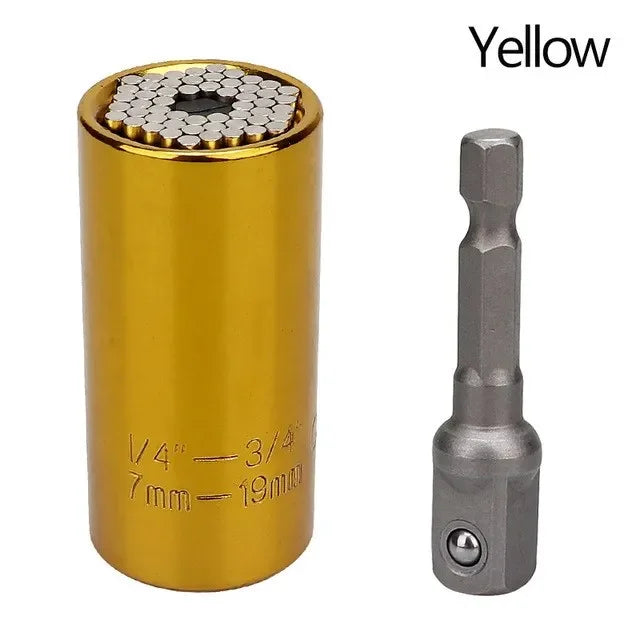 Onnfang 7-19/11-32mm Universal Ratchet Wrench Universal Socket Head, Household Socket Power/Hand Tool Wrench | Color:7-19mm YE