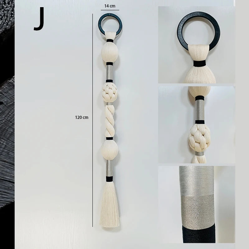 Boho Chic Art Decor Rope Knot Thick Polyester Luxury Woven Wall Hanging Decor For Wedding Or Living Room | Color:J-14x120cm