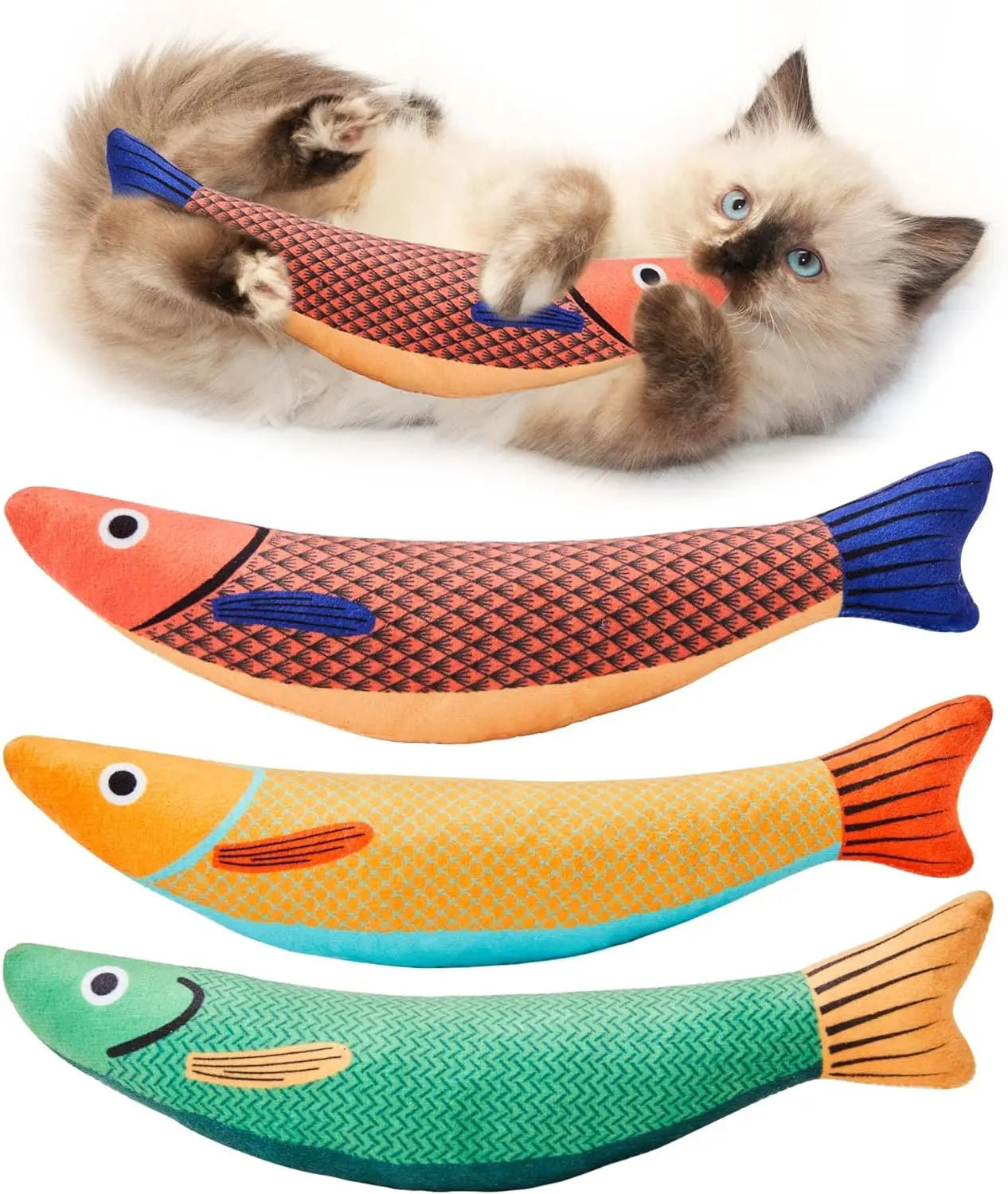 Cat Toys Fish,Teeth Grinding Catnip Toys,Soft and Durable,Kitten Toys Interactive Sounding Cat Chew Bite Plush Toys Cat Supplie | 0