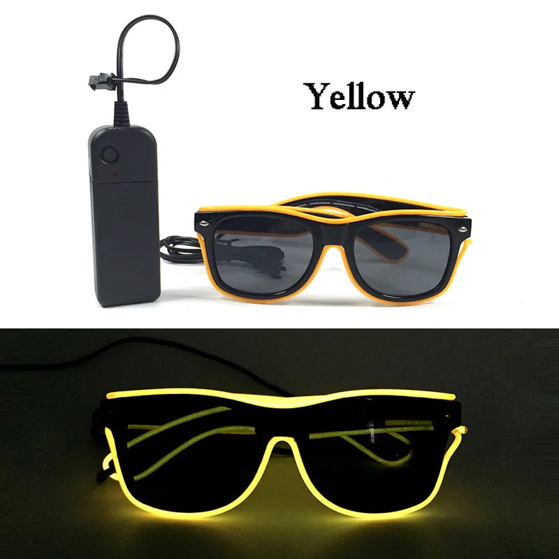 Fashion Luminous Decorative Glasses Neon Light Decoration LED Sunglasses For Nightclub DJ Dance Music Rave Costume Night | Lenses Color:Type 09