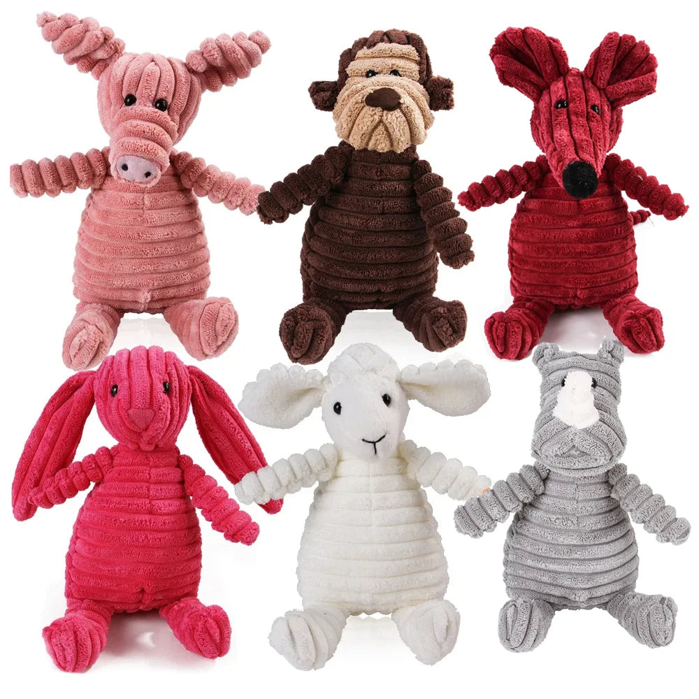 Pet Dog Molar Toy Vent Training Corduroy Monkey Pig Voice Plush Toy Dog Tooth Cleaning Supplie Dog Toys for Large Dogs | 0