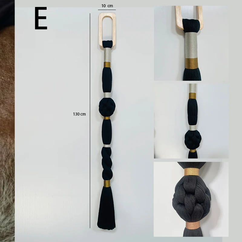 Boho Chic Art Decor Rope Knot Thick Polyester Luxury Woven Wall Hanging Decor For Wedding Or Living Room | Color:E-10x130cm