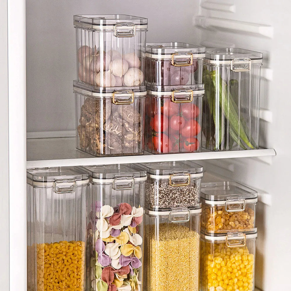 Kitchen Food Storage Clear Containers Plastic Box Jars For Bulk Cereals Household Organizers For Pantry Organizer Jars With Lid | 0