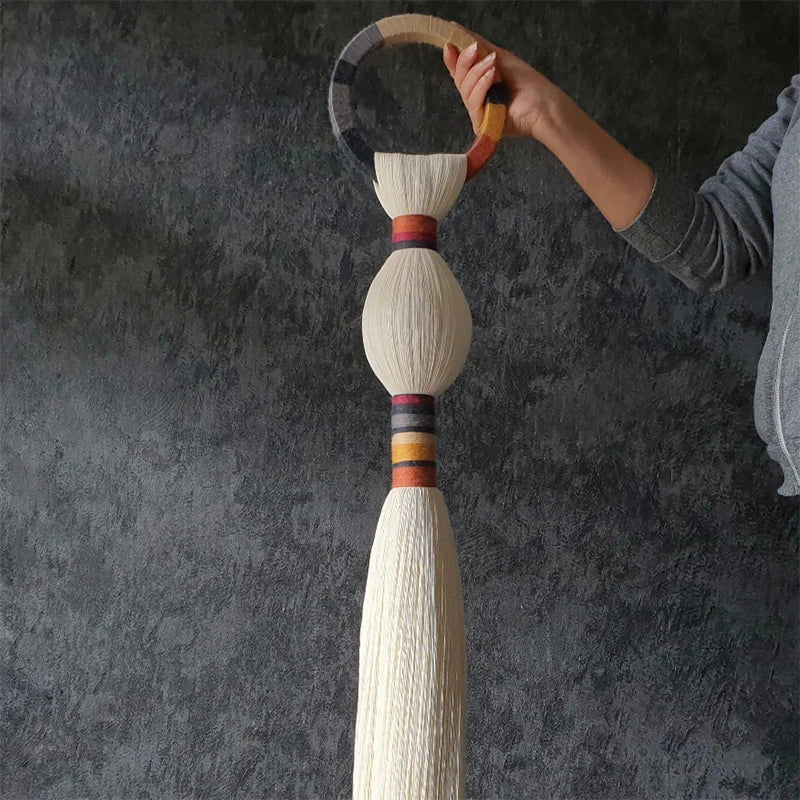 Boho Macrame Spherical Ball Hanging Decor Handwoven Unique Wall Sculpture Modern Organic Art for Living Room Bedroom Home Decor | 0