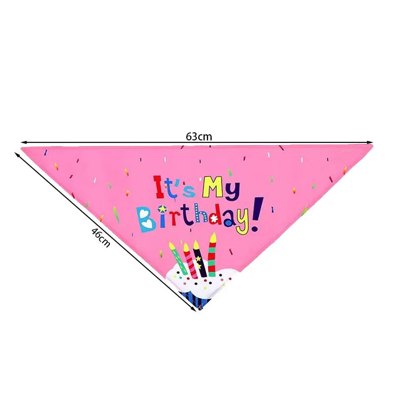Pet Birthday Party Set Balloon Bandana Hat Bowtie Slogan Supplies for Celebrating Dog Products Supplies All for Pets Cats Party | Color:pink Bandana
