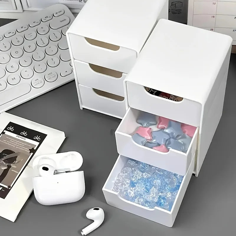 Chic 3-Tier Desk Organizer with Drawers - Ideal for Office Supplies, Jewelry & Cosmetics Storage - Portable Divider Box | 4