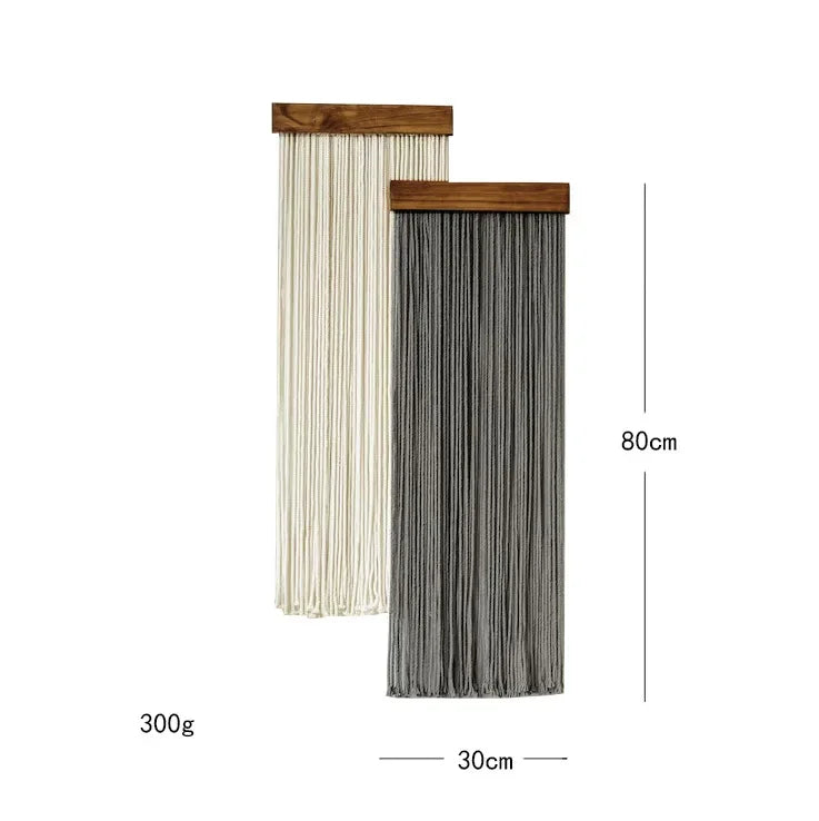 Macrame Wall Hanging Tapestry with Wooden Stick Hand-Woven Bohemia Tassel Curtain Tapestry Wedding Backgrou Boho Decor | Color:Slina 068023