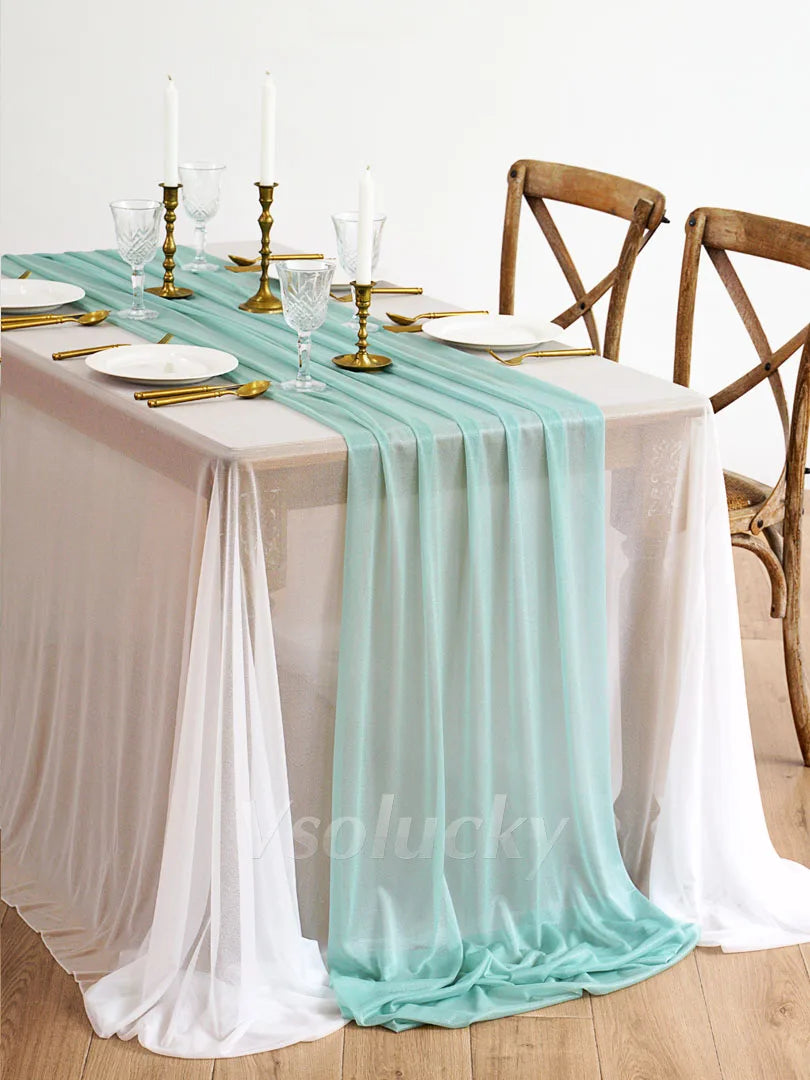 Table Runner Luxury Sheer for Wedding Rustic Boho Party Bridal Shower Birthday Christmas Decorations | Color:Greyish Green