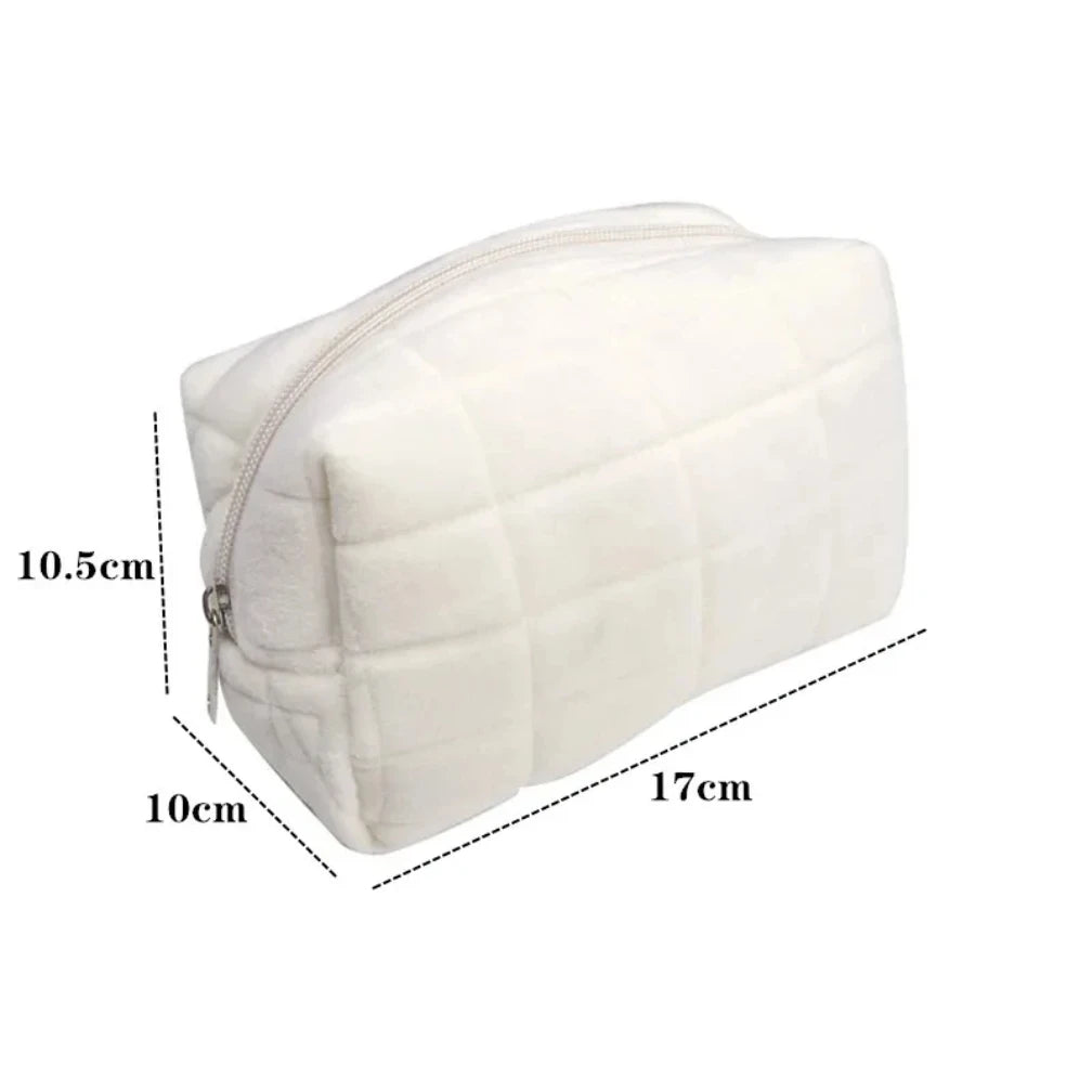 Solid Fur Cosmetic Storage Bag Large Women Zipper Makeup Organizer Handbag Stationery Pencil Case Travel Make Up Toiletry Punch | 5