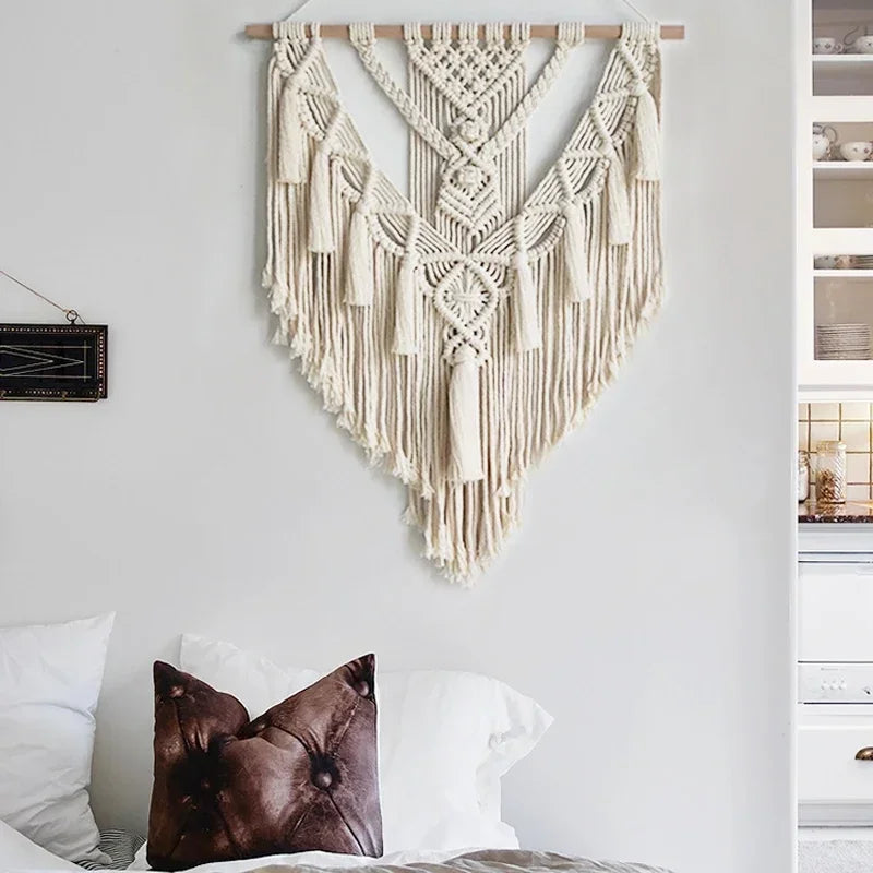 Macrame Woven Wall Hanging Boho Home Chic Bohemian Geometric Art Decor Beautiful Apartment Dorm Room Decoration Tapestry | 1