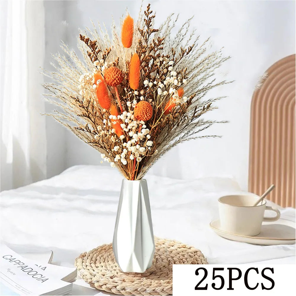 Nature Dry Helichrysum Bracteatum Eucalyptus Colorful Flower Bouquet Boho Chic Centerpieces for Wedding Pampas Grass Home Decor | Color:B