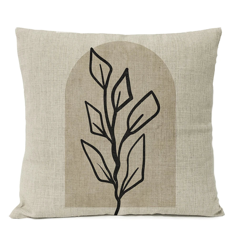 Simple Black Geometric Pillows Boho Leaves Throw Pillow Cover Bohemia Floral Cushion Home Decoration Decorative Sofa Pillow Case | Color:08