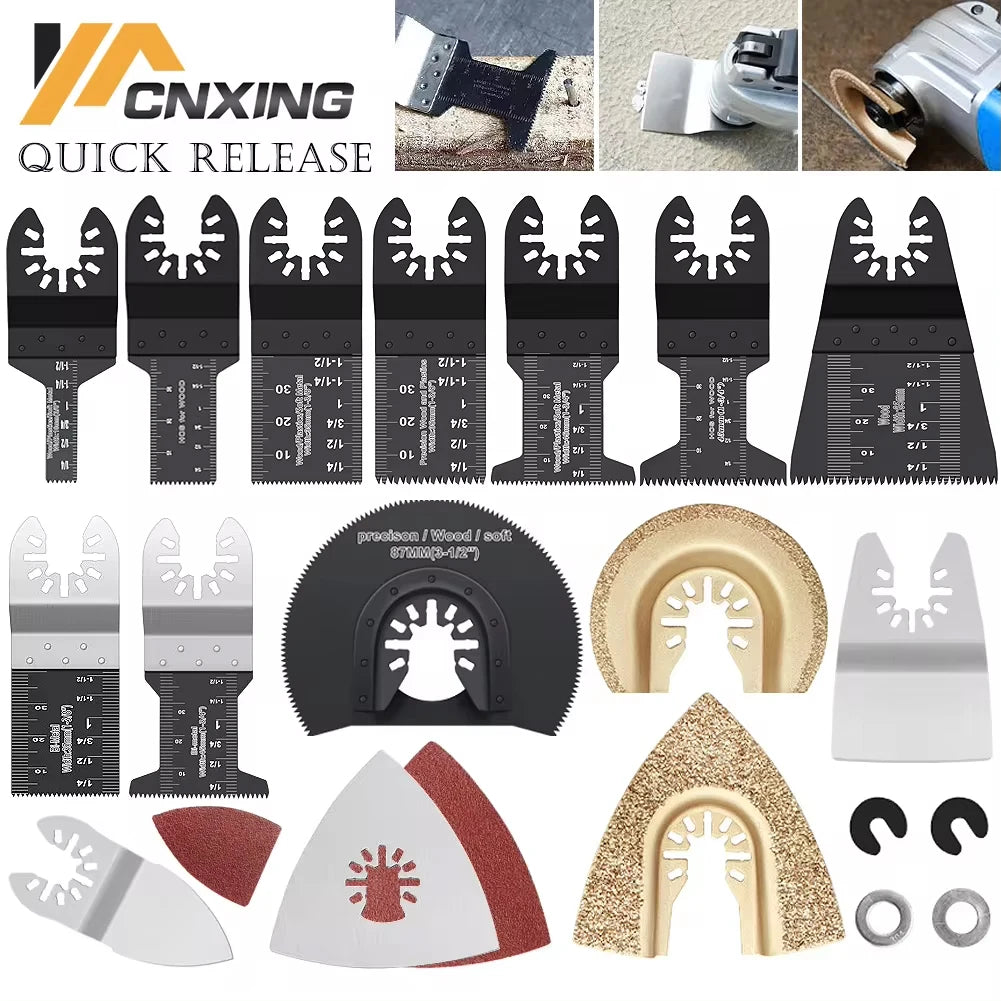 Multifunction Universal Saw Blades Set Oscillating Quick Release For Renovator Woodworking DIY Power Tool 12-108Pcs/Set | 0