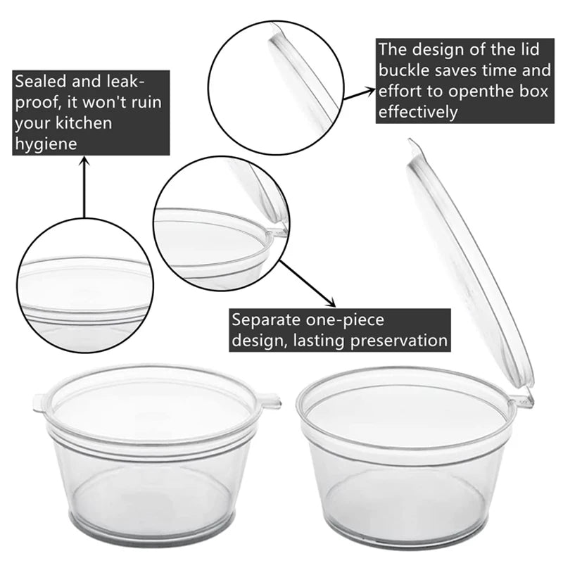 10pcs Disposable Clear Plastic Sauce Pot Chutney Cups Slime Storage Container Box With Lids Kitchen Organizer | 5