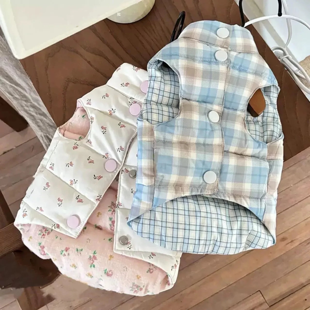 Autumn and Winter Pet Thick Floral Vest Keep Warm Cat Winter Checkered Coat Puppy Clothes Dog Clothes for Small Dogs | 0