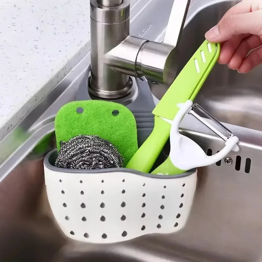 Adjustable Sink Drainer Kitchen Storage Basket Sponge Pool Hanging Bag Supplies Kitchen Accessories Organizer Household Items | 1