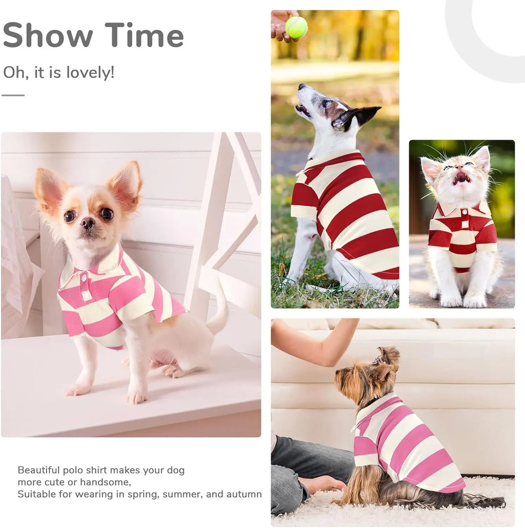 Stripe Dog Shirt Breathable Polo Shirts Summer Dog Clothes for Small Medium Dogs Cat Girl Boy Puppy Chihuahua Yorkie Pet Apparel | 4