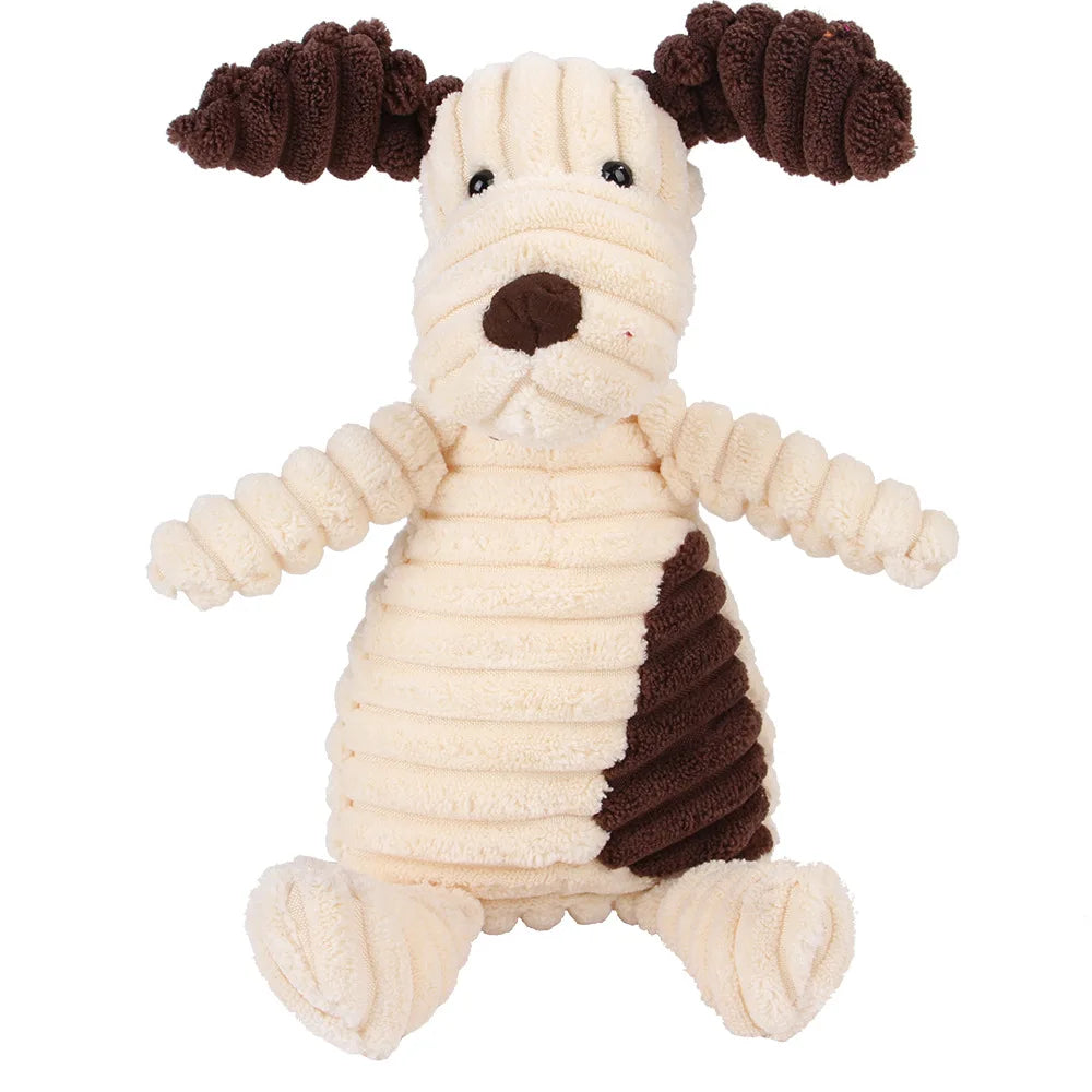 Pet Dog Molar Toy Vent Training Corduroy Monkey Pig Voice Plush Toy Dog Tooth Cleaning Supplie Dog Toys for Large Dogs | Color:Dog