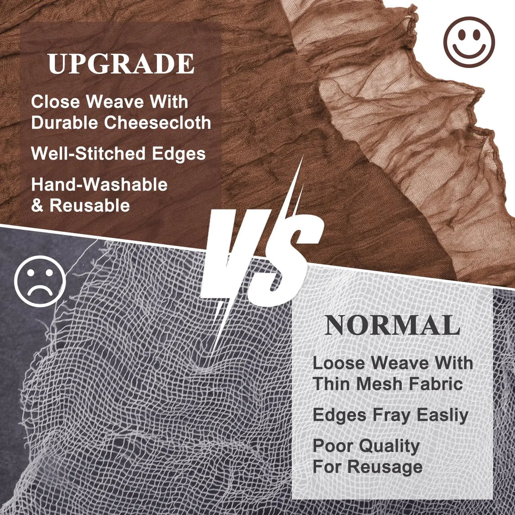 90x300cm Brown Cheesecloth Table Runners Boho Sheer Tablecloth for Wedding Shower Birthday Bridal Party Home Dinning Decoration | 2