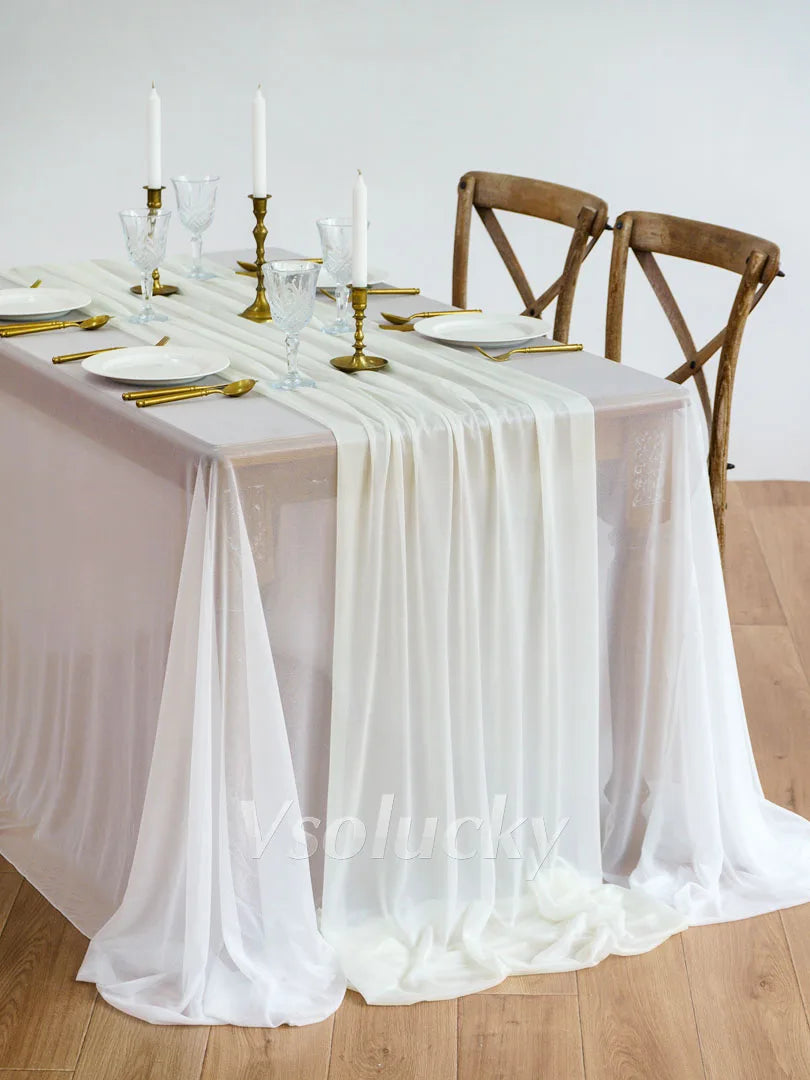 Table Runner Luxury Sheer for Wedding Rustic Boho Party Bridal Shower Birthday Christmas Decorations | Color:Ivory