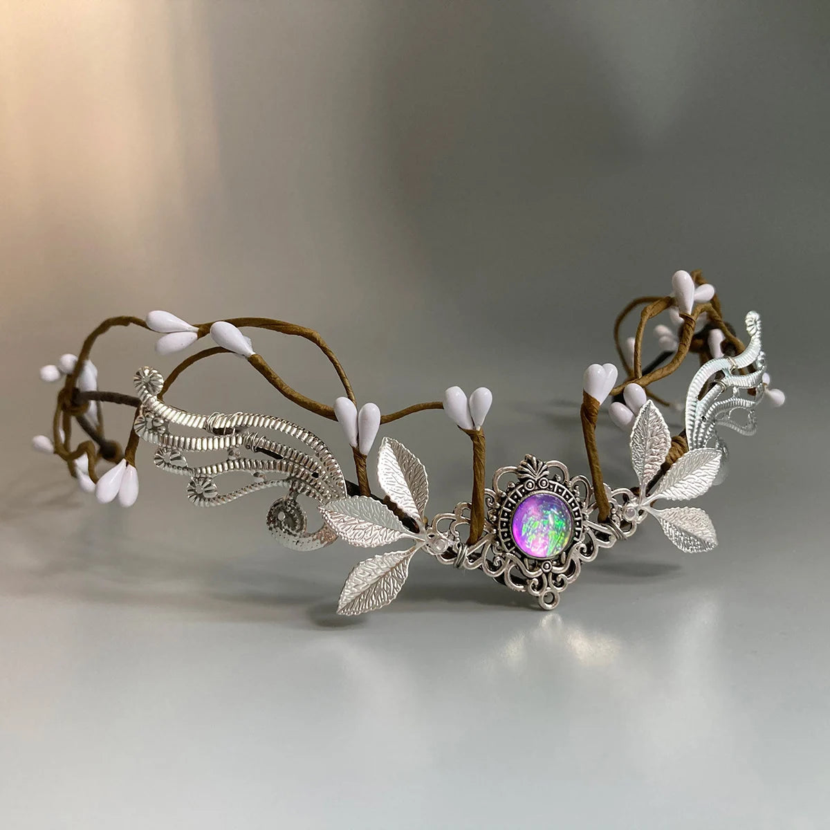 Elf Crown  Minimalist Woodland Tiara Deer Antlers Elven Headpiece Festival Boho Wedding Bride Fairy Costume Circlet Renaissance | Color:ELF-61Purple