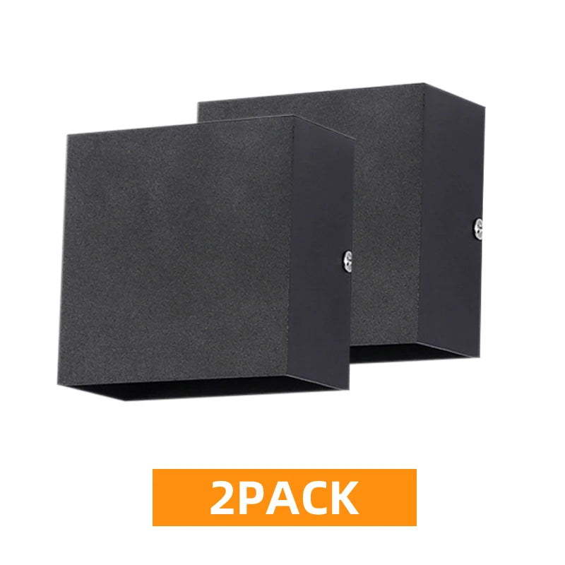 LED Wall Sconces 6W Modern Indoor Wall Lamp, White Up Down Wall Mount Lights for Living Room Hallway Bedroom Decor | Lampshade Color:Black shell 2pack