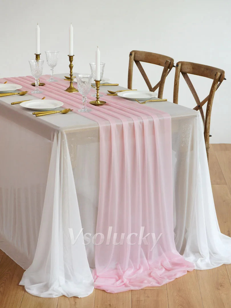 Table Runner Luxury Sheer for Wedding Rustic Boho Party Bridal Shower Birthday Christmas Decorations | Color:Pink