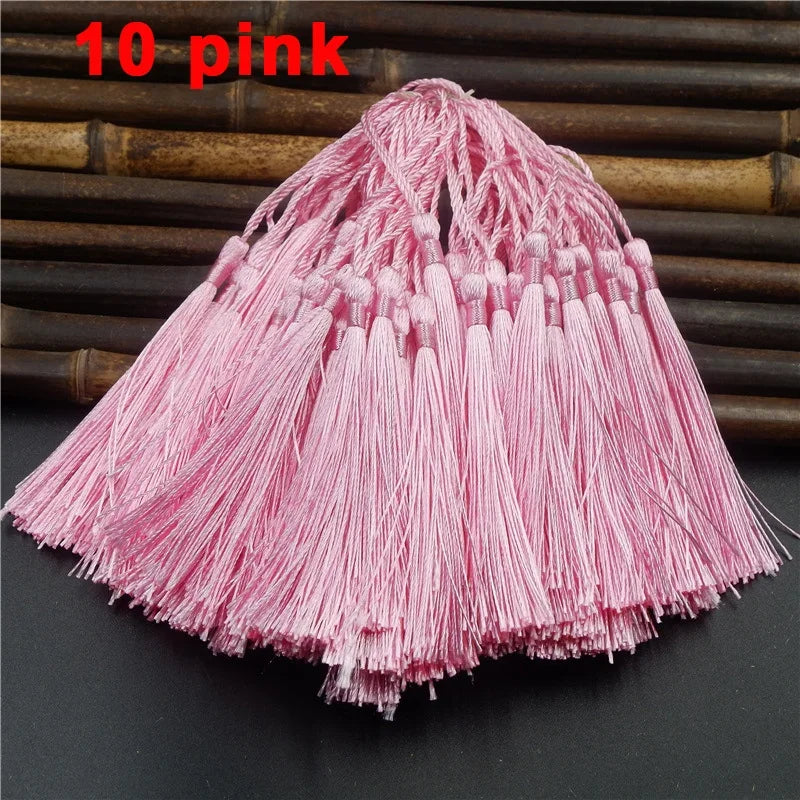 100pcs/lot 13cm Tassel Silk Fringe Silky Floss Bookmark Tassels Mini Tassels For DIY Craft Jewelry Making Souvenir Bookmarks | Color:10 Pink